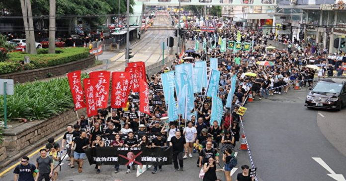 pawai demonstrasi di hongkong