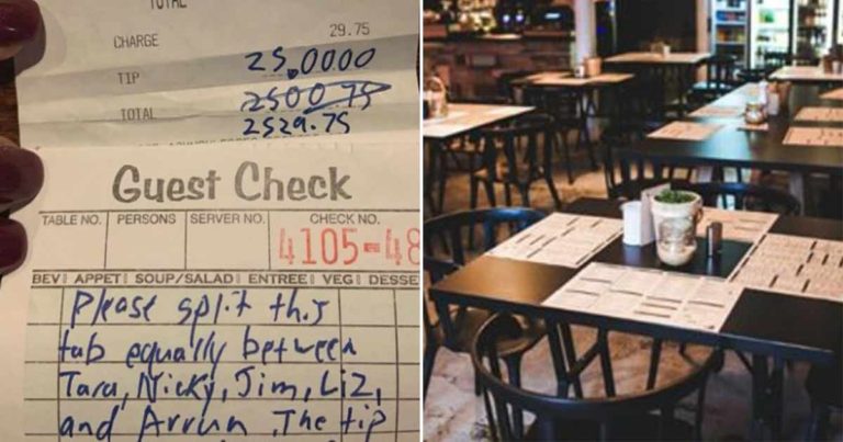 Pelanggan Anonim Meninggalkan Catatan pada Tagihan yang Membuat 5 Pelayan Restoran Menangis