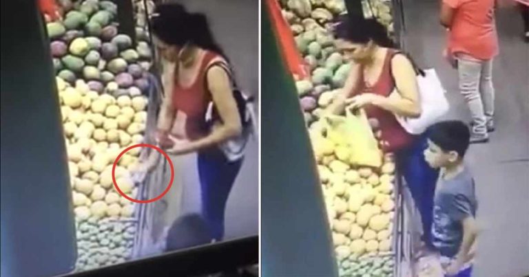 Seorang Wanita Terekam Kamera Pengawas Mengambil Uang Milik Seorang Anak di Sebuah Supermarket