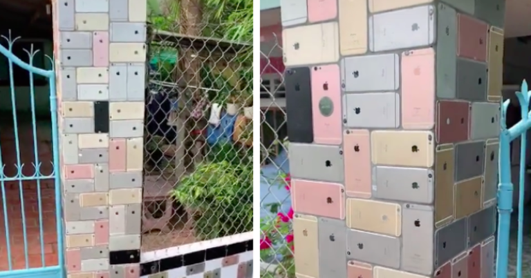 Ratusan Ponsel iPhone 6 Digunakan sebagai Ubin Hias untuk Pagar Rumah