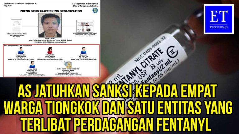 AS Jatuhkan Sanksi kepada Empat Warga Tiongkok dan Satu Entitas yang Terlibat Perdagangan Fentanyl