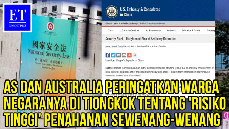 AS dan Australia Ingatkan Warga Negaranya di Tiongkok, “Risiko Tinggi” Penahanan Sewenang-wenang