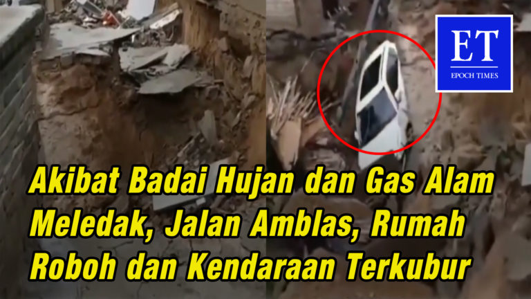 Akibat Badai Hujan dan Gas Alam Meledak, Jalan Amblas, Rumah Roboh dan Kendaraan Terkubur