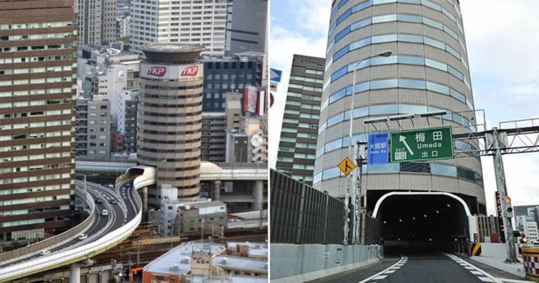 Gedung Perkantoran di Jepang Ini Dilalui Jalan Tol