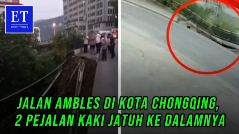 Jalan Ambles di Kota Chongqing Membentuk Lubang Raksasa, 2 Pejalan Kaki Jatuh ke Dalamnya