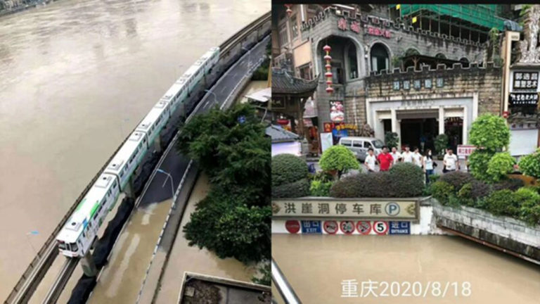 Banjir Terbesar dalam 4 Dekade Melanda Chongqing, Tiongkok, Naik Kereta Express Seperti Naik Perahu