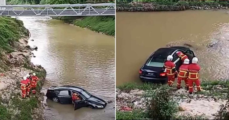Mobil Terperosok ke Sungai, Pengemudi yang Mengantuk Pulang untuk Melanjutkan Tidurnya Tanpa Melapor ke Polisi