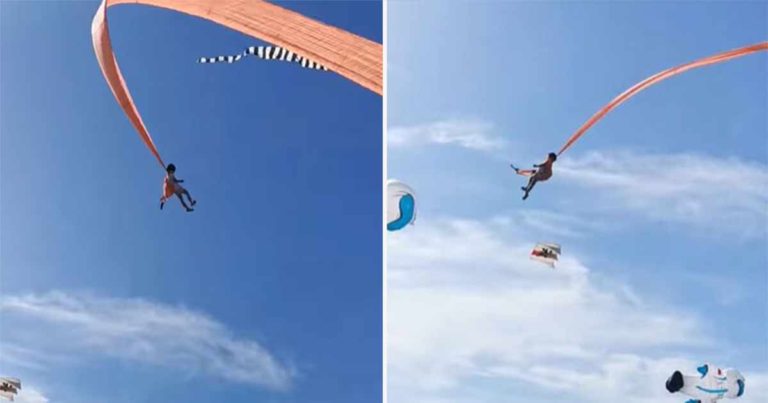 Seorang Gadis Berusia 3 Tahun Melayang-layang di Udara Setelah Tersangkut Layang-layang Raksasa