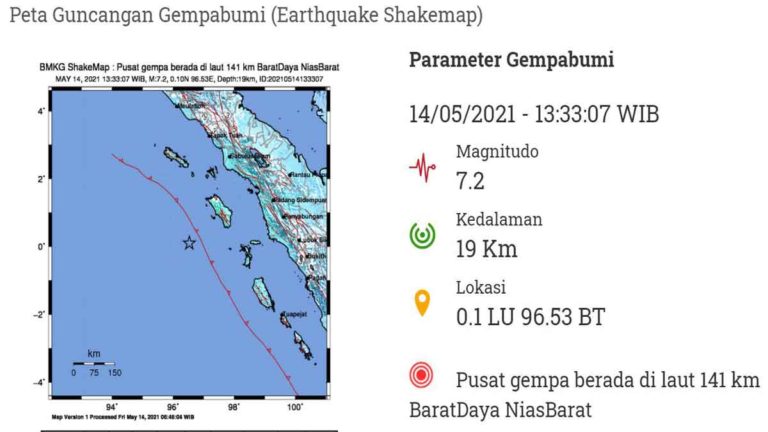 Gempabumi Magnitudo 7.2 Guncang Nias Barat, Masyarakat Panik dan Keluar Rumah