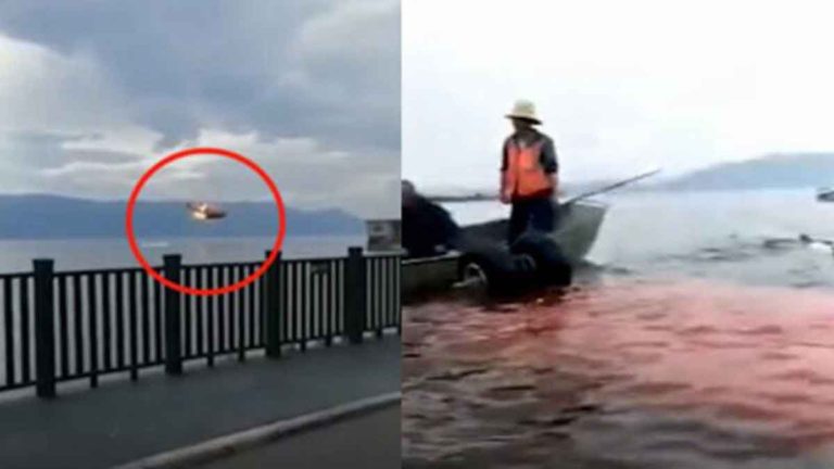 Helikopter Pemadam Kebakaran Yunnan, Tiongkok Jatuh ke Danau Erhai Saat Mengambil Air Guna Memadam Kebakaran