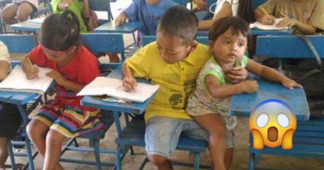 Bocah Laki-laki Berusia 7 Tahun dari Philipina Ini Bersekolah Sambil Menjaga Adiknya yang Berusia 1 Tahun, Anak yang Luar Biasa