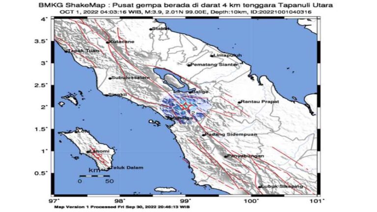 Gempa Bumi Melanda Tapanuli Utara, Tak berpotensi Tsunami