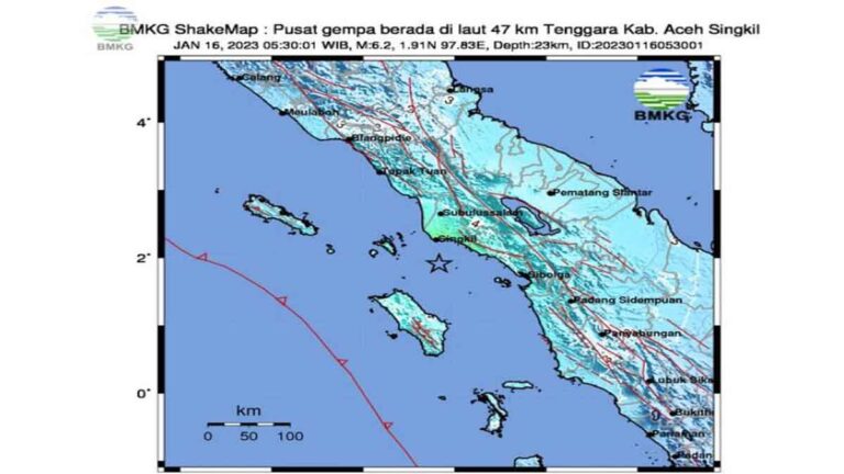Gempa M 6,2 Terjadi di Wilayah Pantai Selatan Aceh Singkil Terasa Hingga ke Sumut, Tak Berpotensi Tsunami