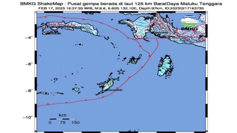 Gempa M 6,6 Mengguncang Maluku Tenggara