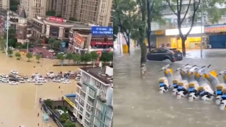Hujan Deras di Guilin, Guangxi, Tiongkok Merendam Kendaraan dan 371 Sekolah Ditutup 