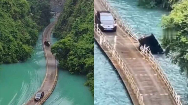 Lima Orang Tewas dalam Insiden Mobil Tercebur ke Sungai dari Jembatan Ponton di Shizi Guancun, Hubei, Tiongkok