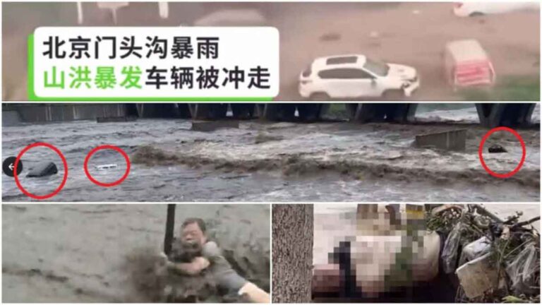 Dahsyatnya Banjir Besar di Beijing! Menghanyutkan Sejumlah Besar Kendaraan dan Orang Hingga Jembatan Runtuh 