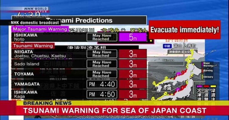 Gempa di Jepang Memicu Tsunami, Korut, Korsel dan Rusia Turutkan Keluarkan Peringatan Tsunami  