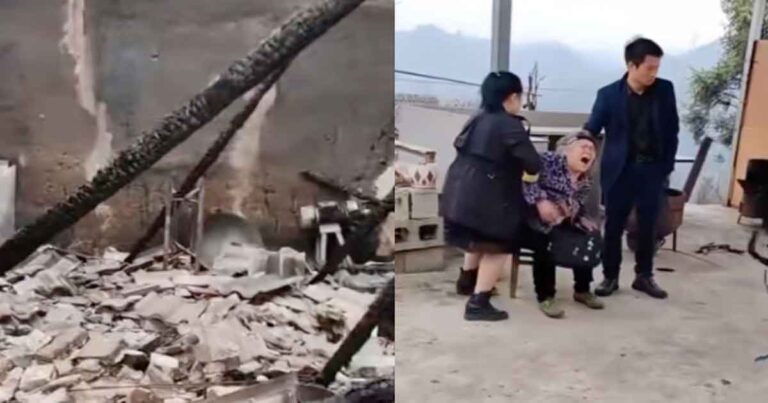 Kebakaran Hutan Pegunungan di Guizhou, Tiongkok Meratakan Rumah Warga Hingga Seorang Nenek Terduduk Sambil Menangis Memandangi Puing-puing Rumahnya