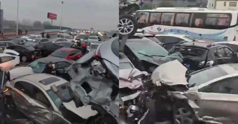 Ratusan Mobil Bertabrakan di Jalan Layang Kota Suzhou, Tiongkok yang Licin oleh Salju