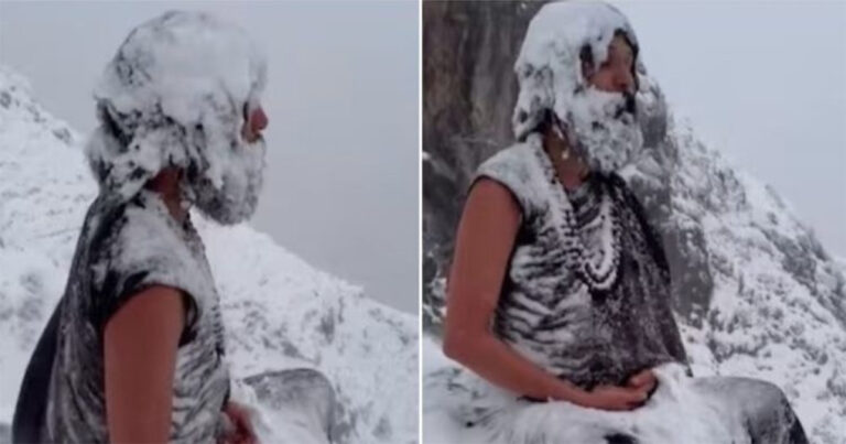Yogi yang Tertutup Salju Saat Bermeditasi di Himalaya Memicu Debat Online