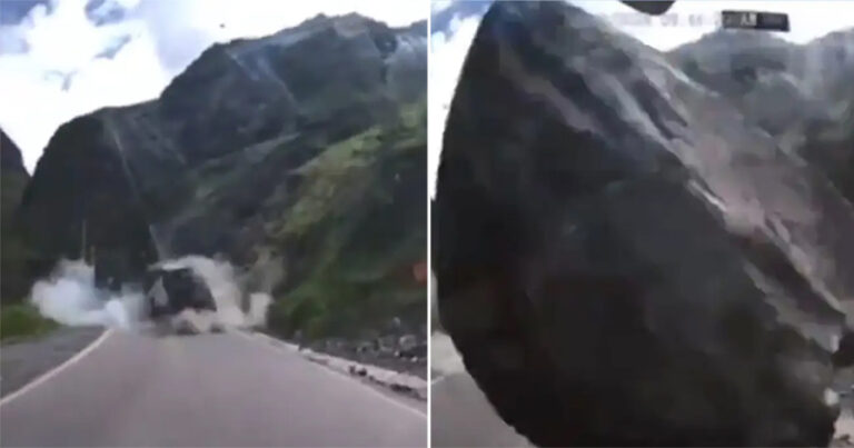 Batu-batu Besar Meluncur Menuruni Lereng Gunung di Peru, Menghancurkan Truk dalam Video yang Mengejutkan
