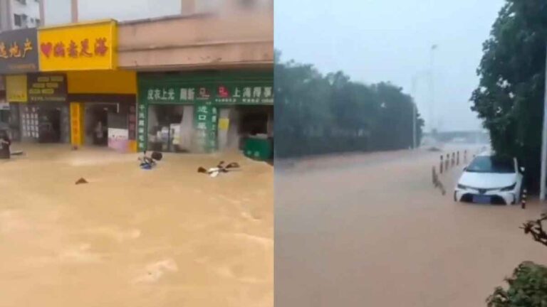 Bak Langit Bocor, Guangdong, Tiongkok  Mengeluarkan 139 Sinyal Peringatan Hujan Badai Secara Berturut-turut