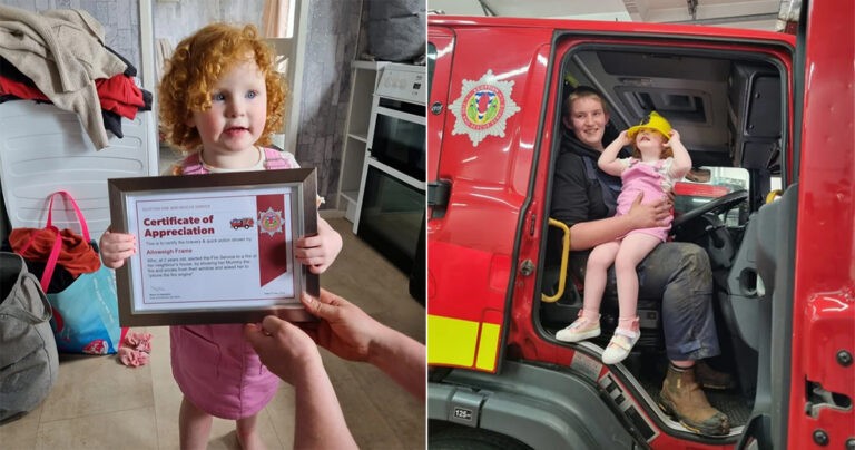 Gadis Berusia Dua Tahun Mendapat Penghargaan Karena Pikiran Cepatnya Menyelamatkan Tetangganya dari Kebakaran Rumah