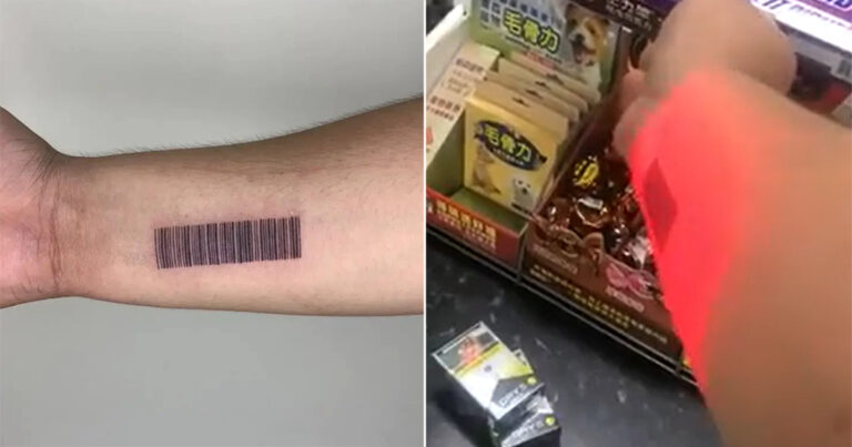 Pria di Taiwan Menato Barcode di Lengannya dan Menggunakannya Saat Pembayaran di Pompa Bensin dan Toserba