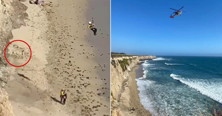 Peselancar Layang yang Terdampar di Pantai Terpencil Diselamatkan Setelah Mengeja ‘HELP’ di Pantai
