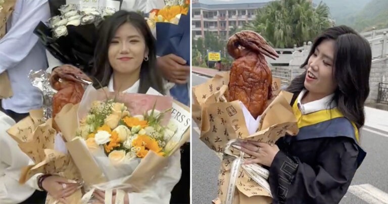Wanita di Tiongkok Menerima Buket Bebek Panggang Saat Wisuda, Menjadi Viral di Media Sosial
