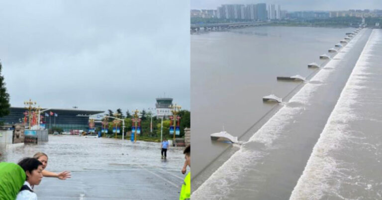 Bandara di Linyi, Shandong, Tiongkok Terendam Banjir Besar Akibat Hujan Lebat, Pembukaan Pintu Air Bendungan Menuai Kritik 