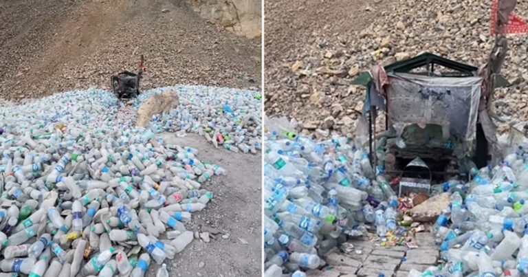 Kuil di Himalaya yang Ditutupi Botol Plastik Sengaja Ditinggalkan Sebagai Persembahan untuk Hantu yang Kehausan