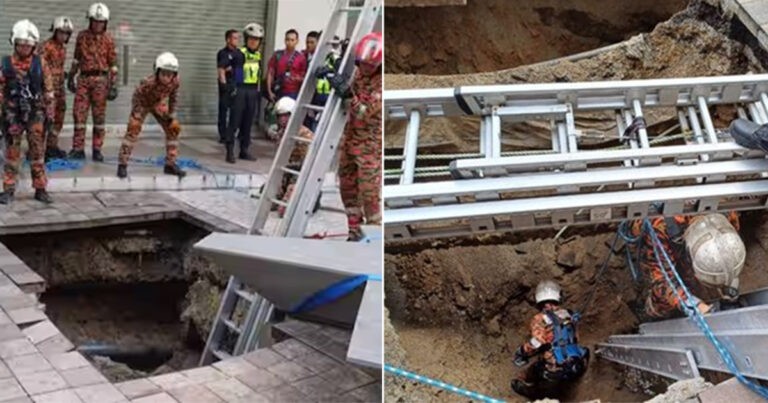 VIDEO: Wanita India Tertelan Sinkhole Sedalam 8 Meter di Kuala Lumpur