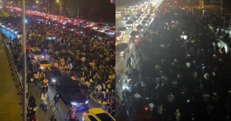 Ratusan Ribu Mahasiswa Zhengzhou, Tiongkok Gelar  “Gowes Malam ke Kaifeng” dengan Skala Besar, Tembok Sekolah Tertutup Dirobohkan 