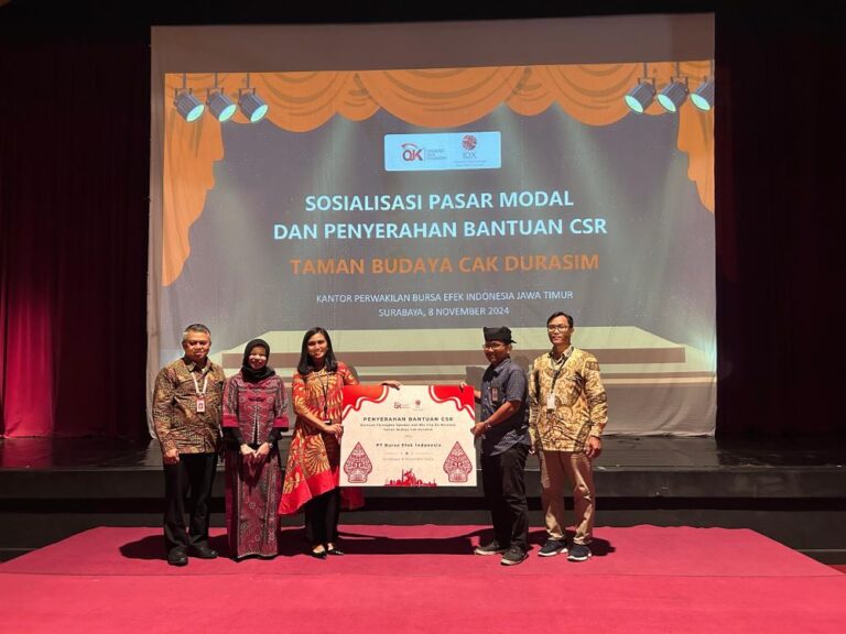 Bursa Efek Indonesia Kantor Perwakilan Jawa Timur Serahkan CSR kepada Taman Budaya Cak Durasim dan Adakan Seminar Literasi Pasar Modal untuk Generasi Muda