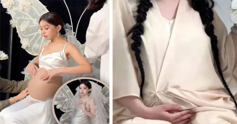 Wanita Lajang Tiongkok Mengambil Foto dengan ‘Perut Hamil’ untuk Mengabadikan Momen Penting Sebelum Menua
