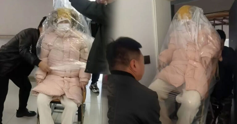 Wanita Tiongkok Terbungkus Kantong Plastik Besar Saat Keluar dari Rumah Sakit Setelah Melahirkan, Mengapa?