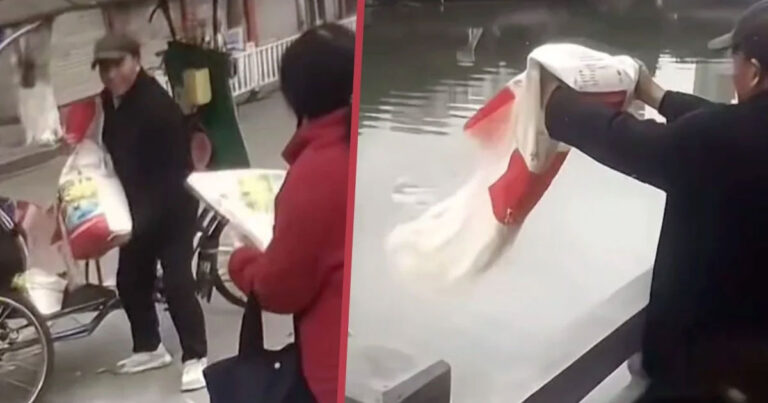 Wanita di Tiongkok Dikritik Karena Membuang Beras ke Sungai untuk Keberuntungan, Katanya Hanya ‘Memberi Makan Ikan’