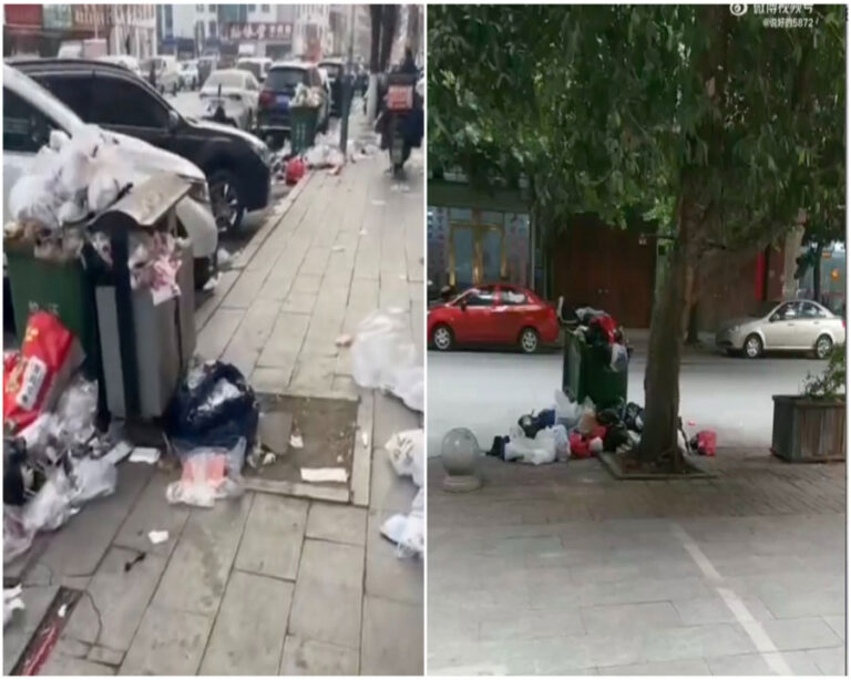 Pekerja Kebersihan di Banyak Wilayah Tiongkok Mogok karena Gaji Belum Dibayar, Jalanan Penuh dengan Sampah 