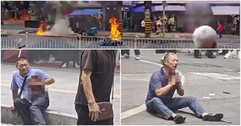 Pria di Chongqing, Tiongkok  Membakar dan Menyerang Orang-orang di Jalan, Lalu Bundir 