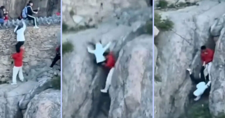 Pasangan di Tiongkok Bertarung Melawan Maut dengan Menurunin Sisi Tebing Gunung demi Hindari Antrean Panjang Turis