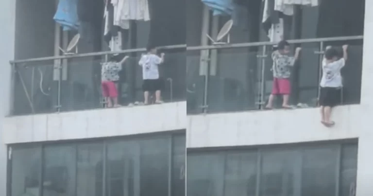 Dua Balita di Guiyang, Tiongkok  Bermain di Luar Balkon Lantai 13, Rekaman Mengerikan Terungkap
