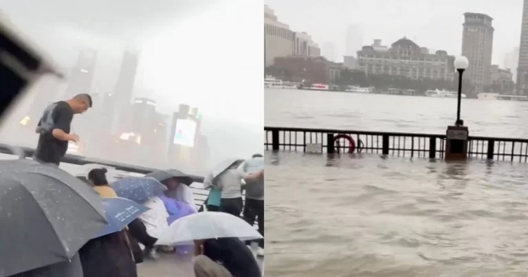 Topan Hantam Shanghai: The Bund atau Waitan (Tempat Wisata) Tergenang, Penerbangan dan Kapal Dihentikan Total 