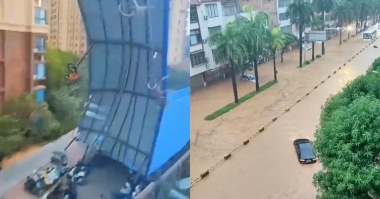 Topan Yangliu Menerjang Berbagai Daerah di Daratan Tiongkok, Guangdong Terendam Banjir setelah Pemasangan Jaring Anti-Nyamuk