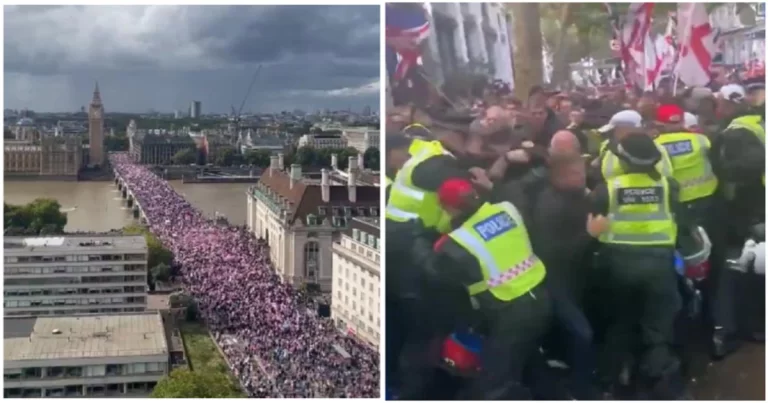 Aksi Protes Sejuta orang di London Berujung Bentrok, Polisi Mulai Melakukan Penangkapan 