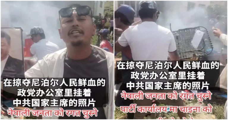 Rakyat Nepal Serbu Kantor Partai, Lempar Potret Xi Jinping ke Dalam Api