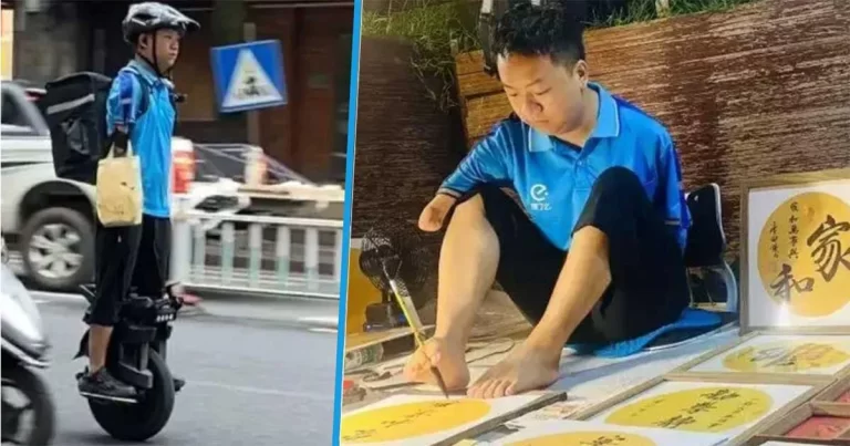 Pria di Tiongkok Tanpa Lengan Mengantar Makanan dengan Skuter Listrik Satu Roda, Menggunakan Bibirnya untuk Menavigasi Telepon Guna Menghubungi Pelanggan