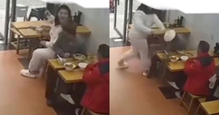 Insiden Mengejutkan di Kedai Mie Tiongkok: Seorang Wanita Menumpahkan Semangkuk Mie Panas ke Kepala Pria