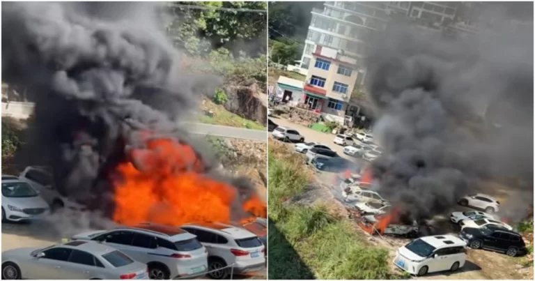 Sebuah Mobil Listrik Baru di Tiongkok Tiba-tiba Terbakar, Menyebabkan 7 Mobil Ikut Terbakar dan Meledak